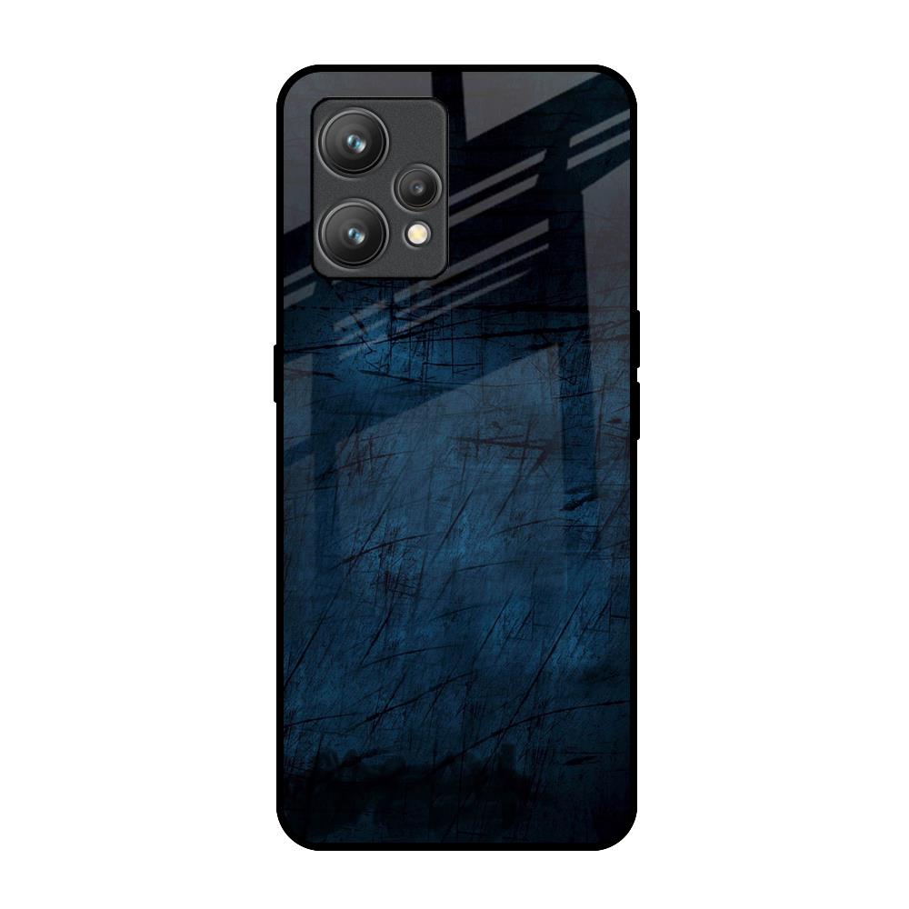 Dark Blue Grunge Realme 9 Glass Back Cover Online