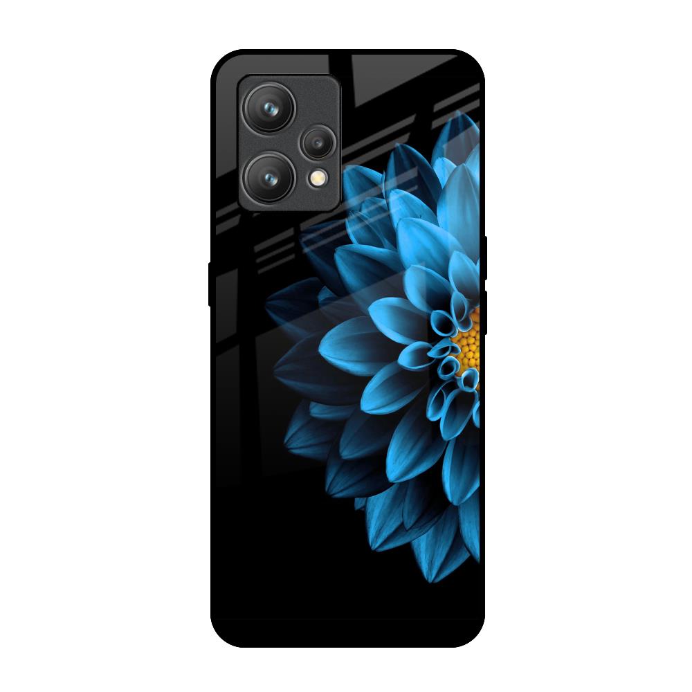 Half Blue Flower Realme 9 Glass Back Cover Online