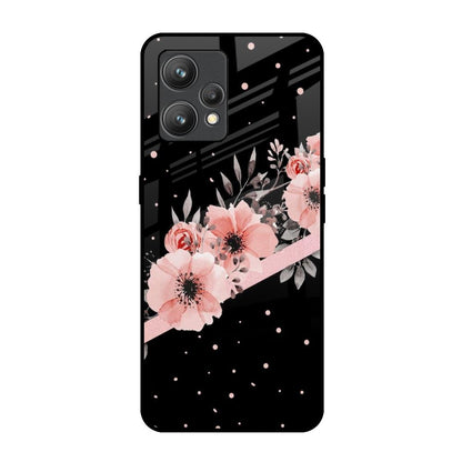 Floral Black Band Realme 9 Glass Back Cover Online