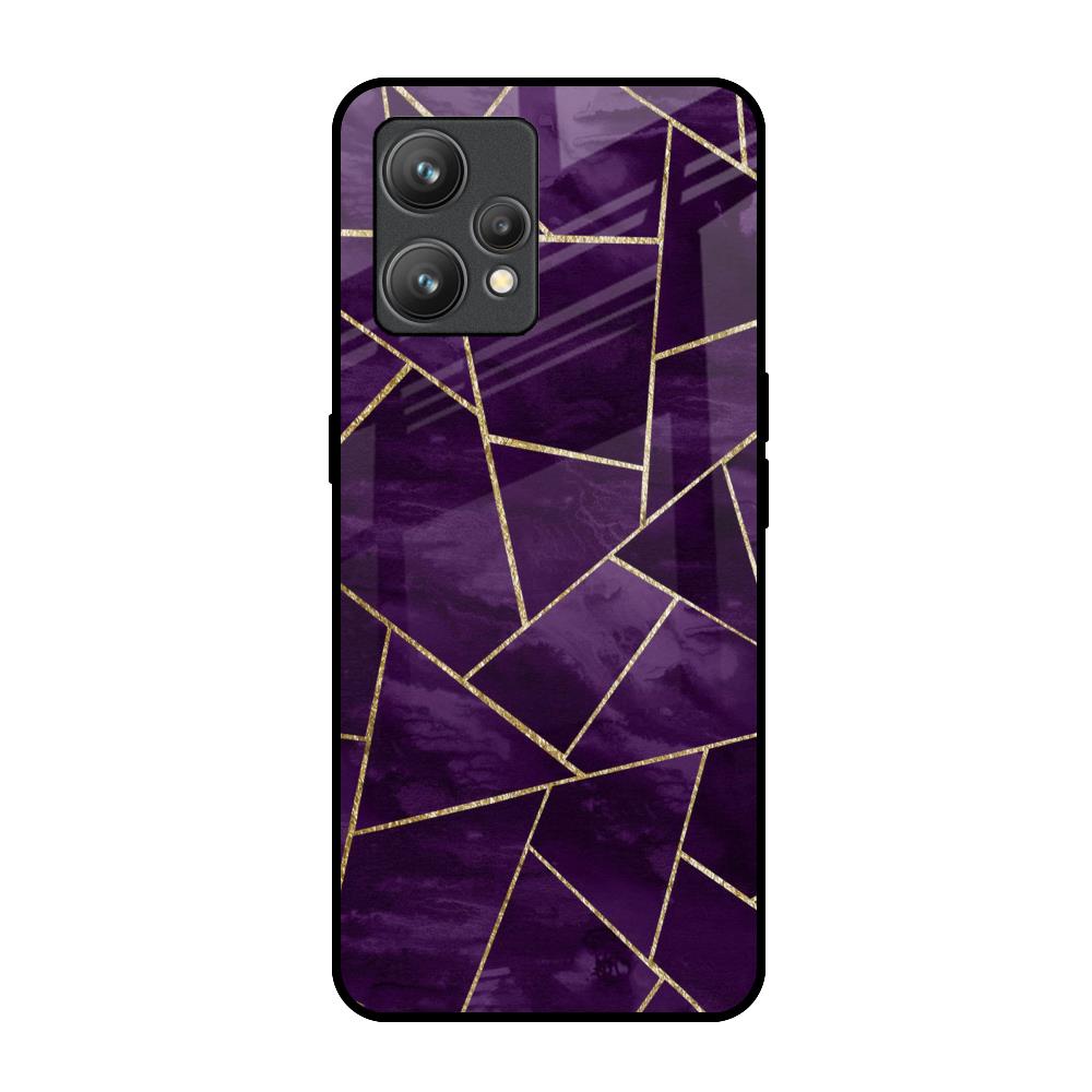Geometric Purple Realme 9 Glass Back Cover Online