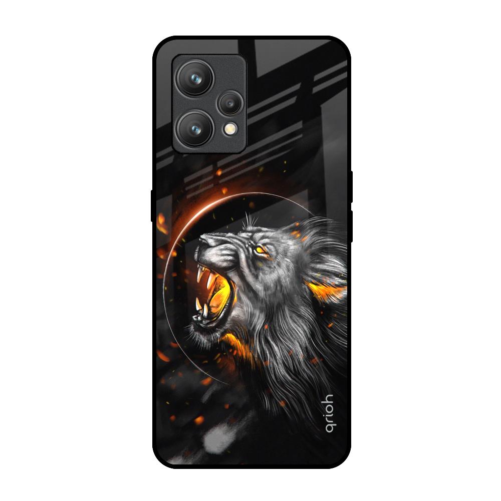 Aggressive Lion Realme 9 Glass Back Cover Online