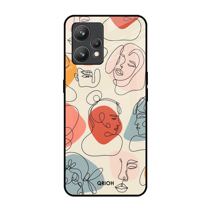 Abstract Faces Realme 9 Glass Back Cover Online