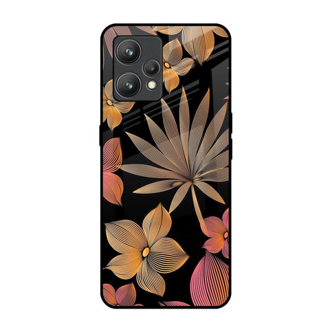 Lines Pattern Flowers Realme 9 Glass Back Cover Online