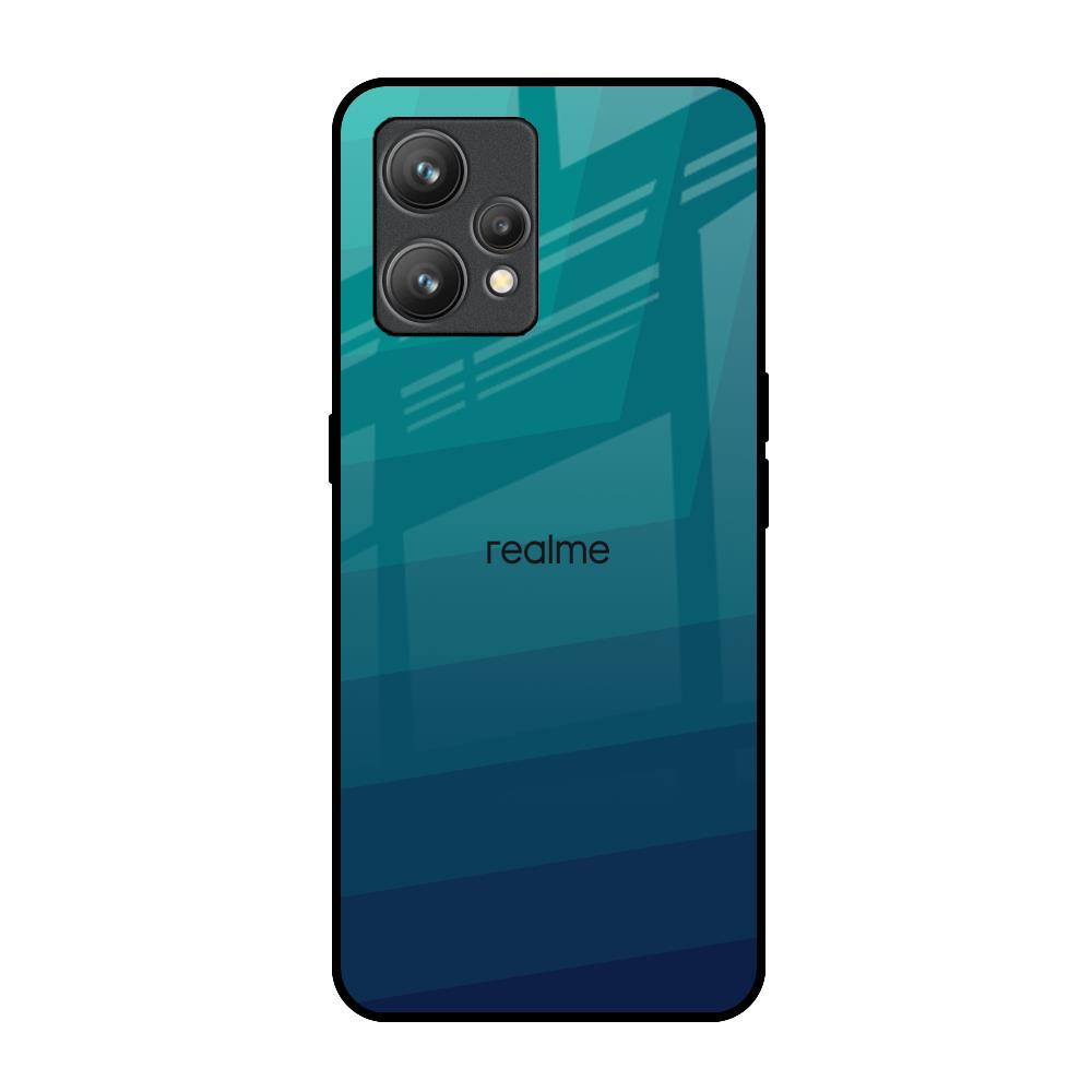 Green Triangle Pattern Realme 9 Glass Back Cover Online