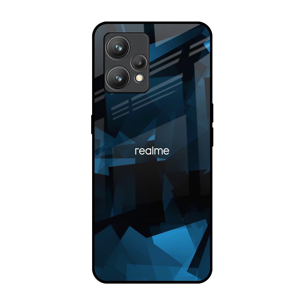 Polygonal Blue Box Realme 9 Glass Back Cover Online