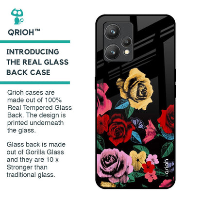Floral Decorative Glass Case For Realme 9