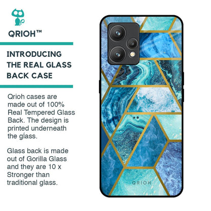 Turquoise Geometrical Marble Glass Case for Realme 9