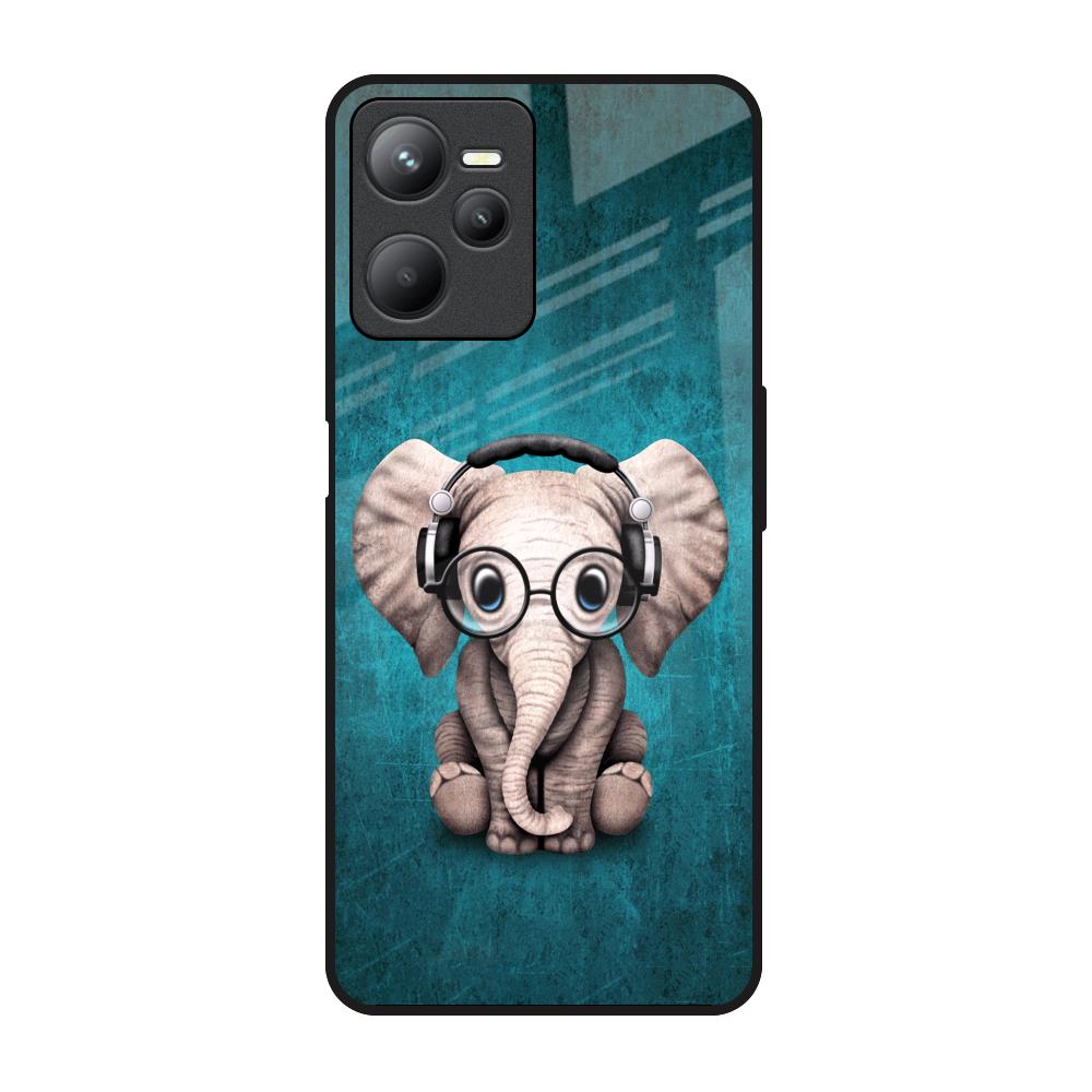 Adorable Baby Elephant Realme C35 Glass Back Cover Online