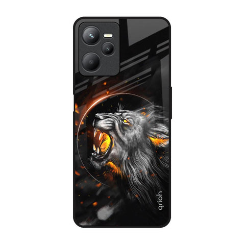 Aggressive Lion Realme C35 Glass Back Cover Online