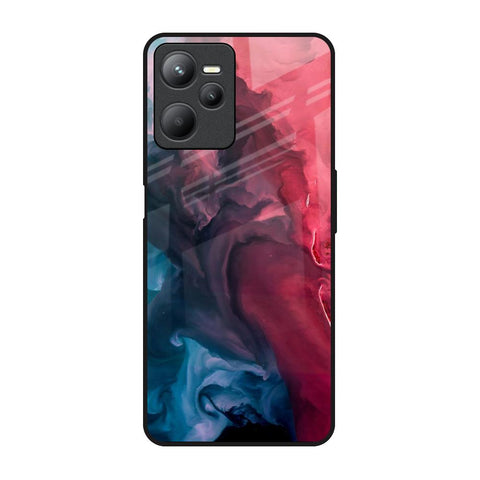 Blue & Red Smoke Realme C35 Glass Back Cover Online