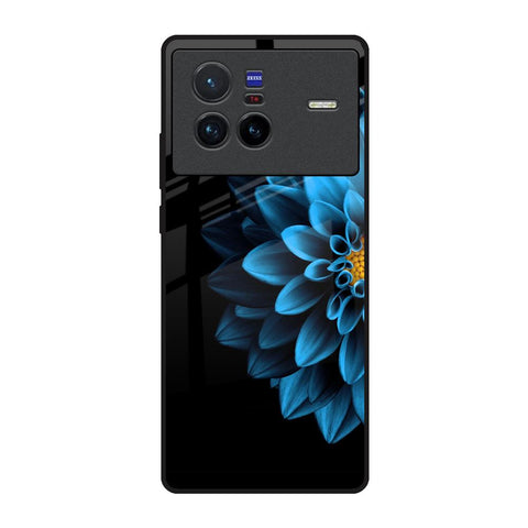 Half Blue Flower Vivo X80 5G Glass Back Cover Online