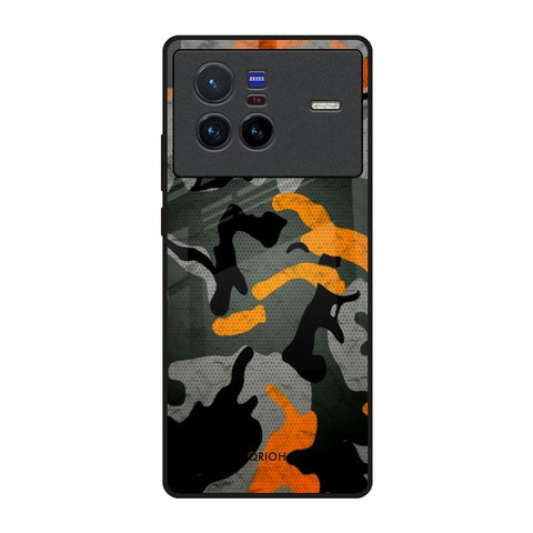 Camouflage Orange Vivo X80 5G Glass Back Cover Online