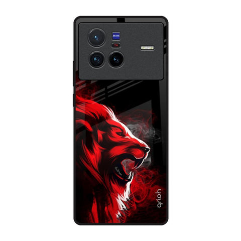 Red Angry Lion Vivo X80 5G Glass Back Cover Online