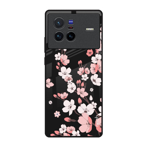 Black Cherry Blossom Vivo X80 5G Glass Back Cover Online