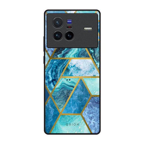 Turquoise Geometrical Marble Vivo X80 5G Glass Back Cover Online
