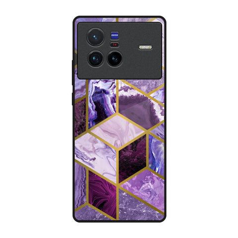 Purple Rhombus Marble Vivo X80 5G Glass Back Cover Online