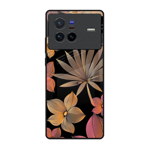 Lines Pattern Flowers Vivo X80 5G Glass Back Cover Online