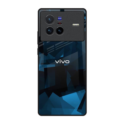 Polygonal Blue Box Vivo X80 5G Glass Back Cover Online