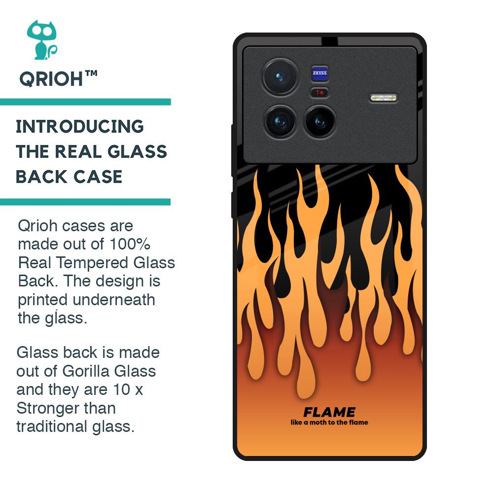Fire Flame Glass Case for Vivo X80 5G