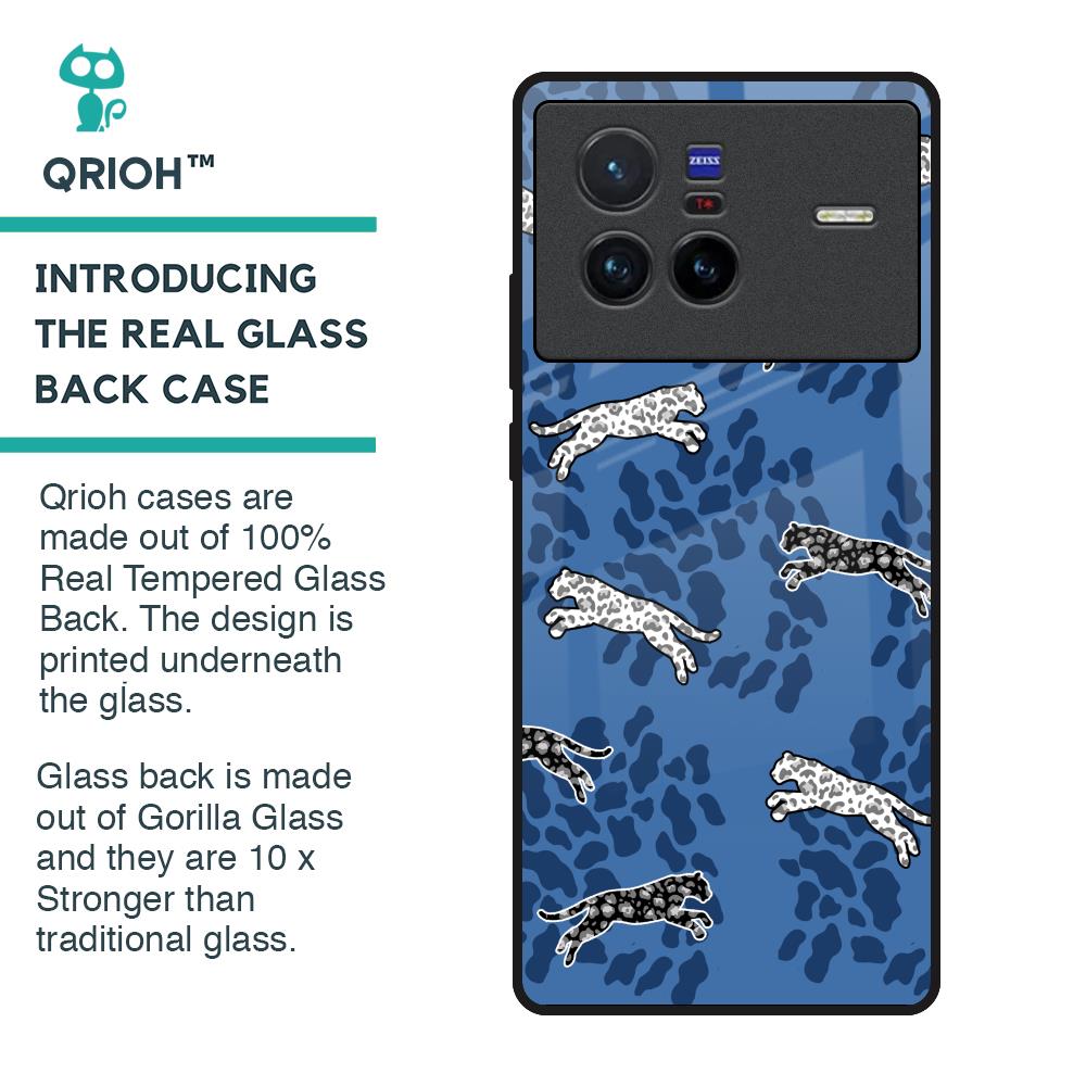 Blue Cheetah Glass Case for Vivo X80 5G