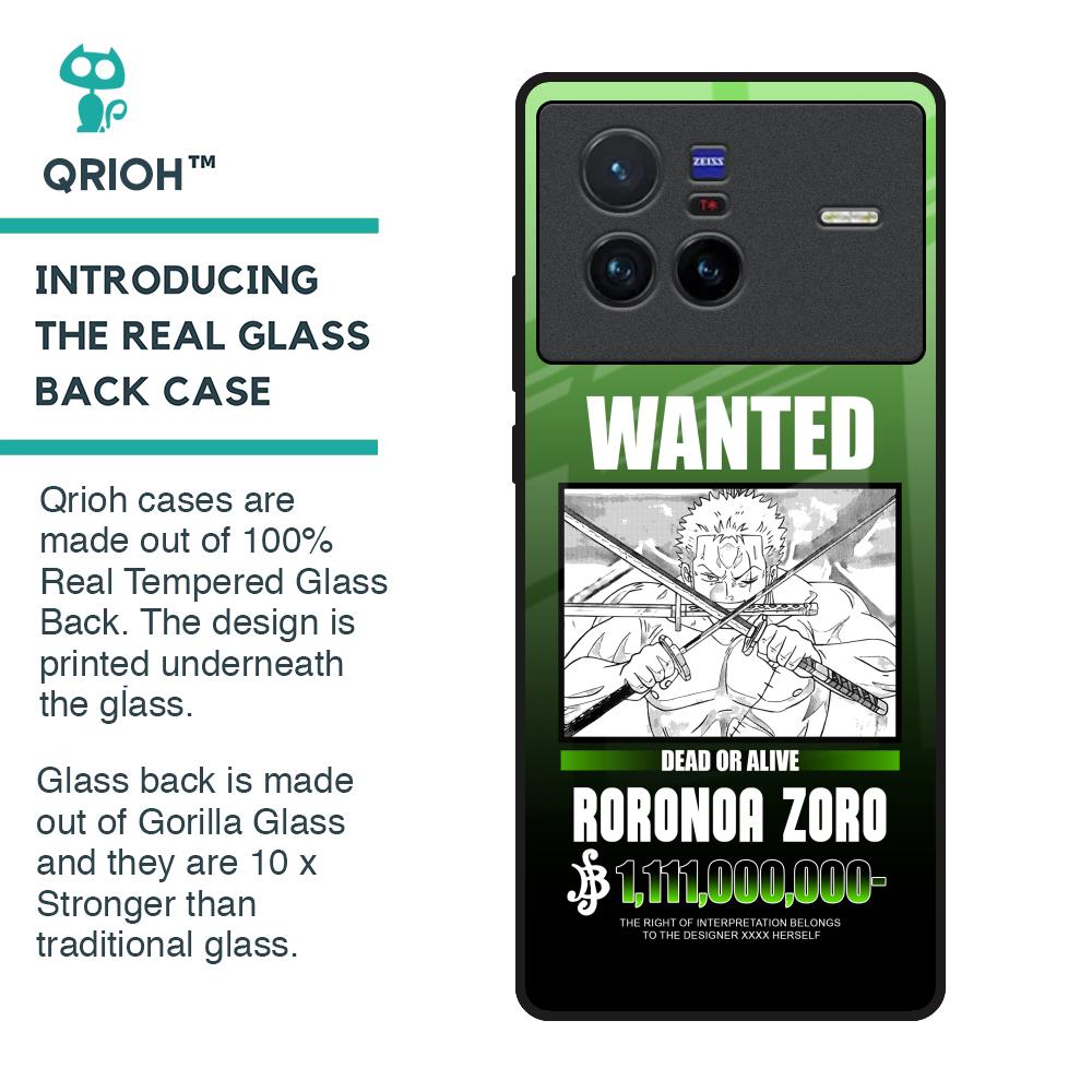 Zoro Wanted Glass Case for Vivo X80 5G