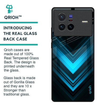 Vertical Blue Arrow Glass Case For Vivo X80 5G