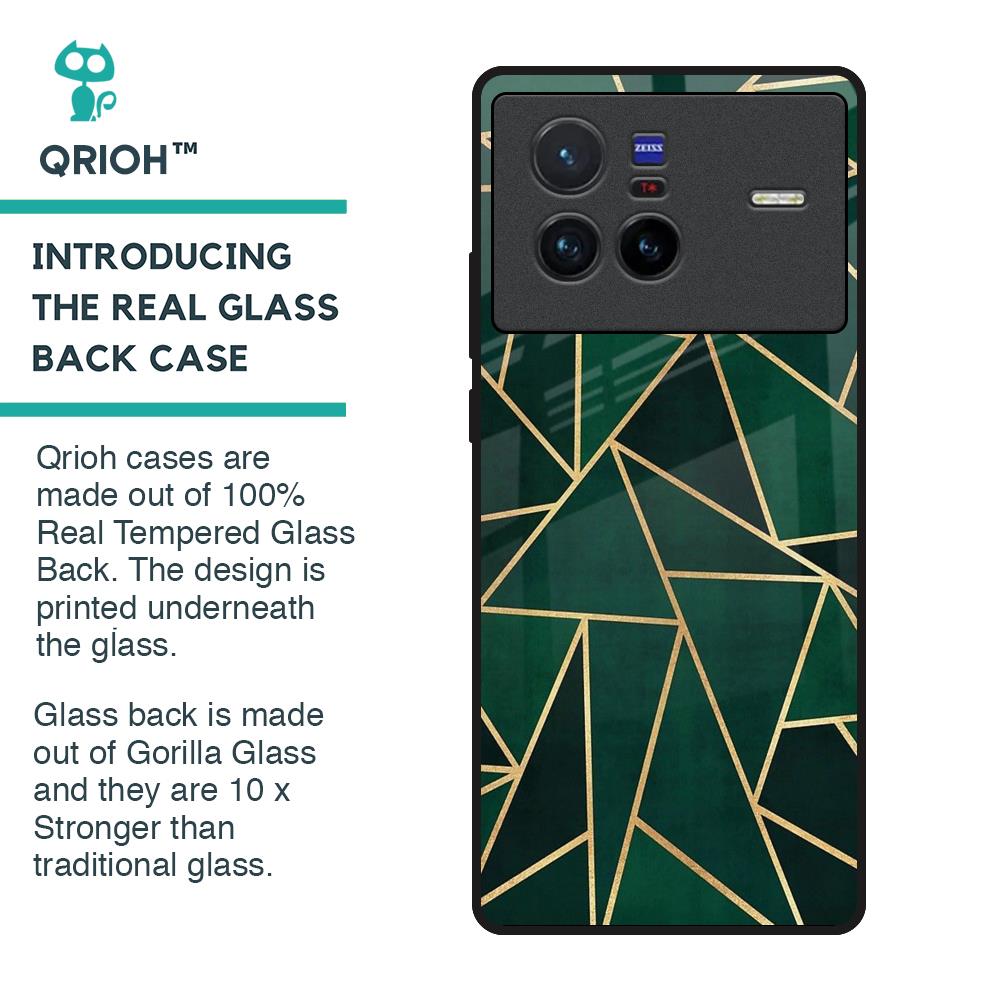 Abstract Green Glass Case For Vivo X80 5G