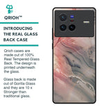 Pink And Grey Marble Glass Case For Vivo X80 5G