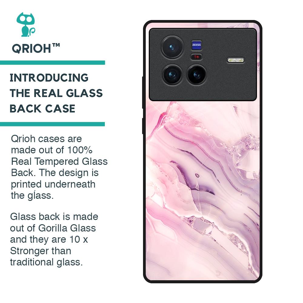 Diamond Pink Gradient Glass Case For Vivo X80 5G