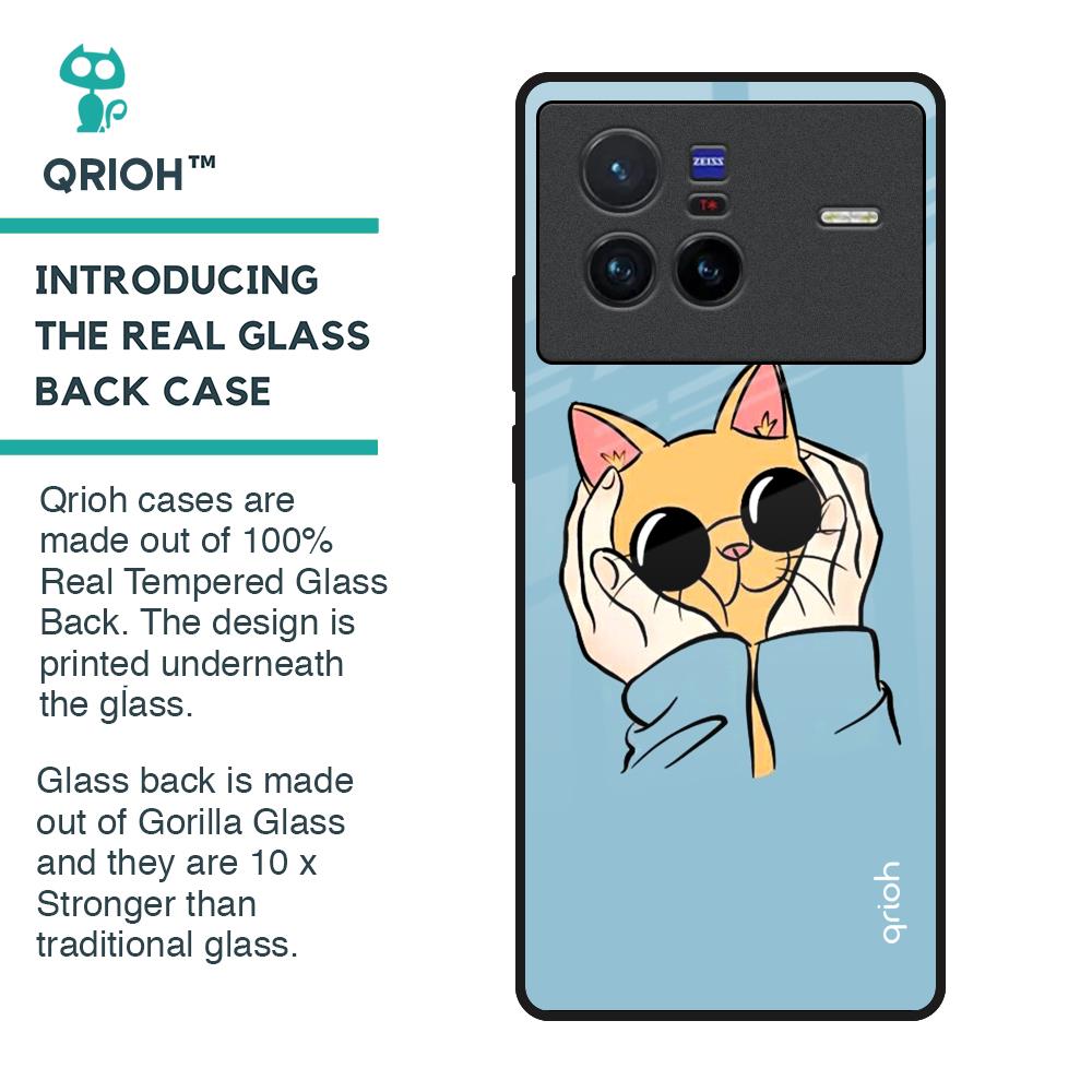 Adorable Cute Kitty Glass Case For Vivo X80 5G