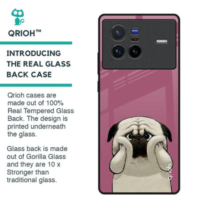 Funny Pug Face Glass Case For Vivo X80 5G