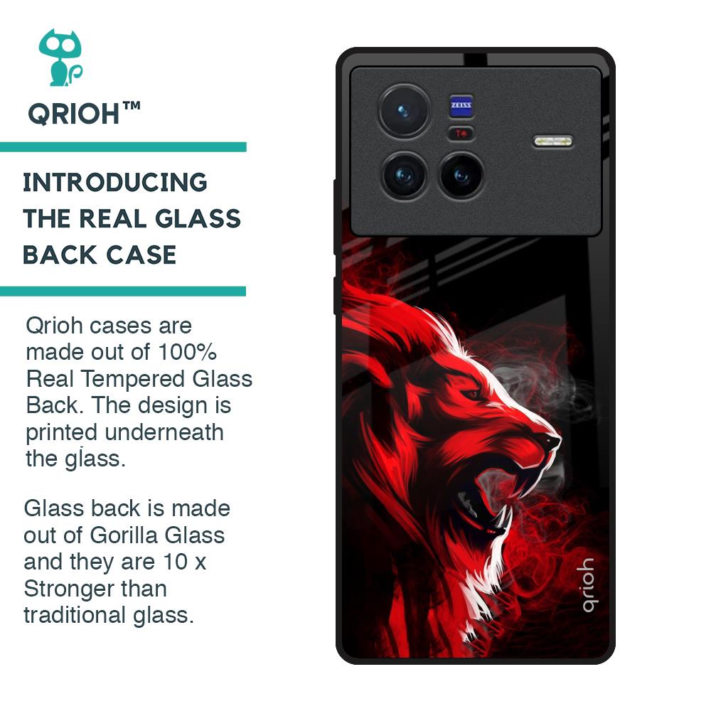 Red Angry Lion Glass Case for Vivo X80 5G