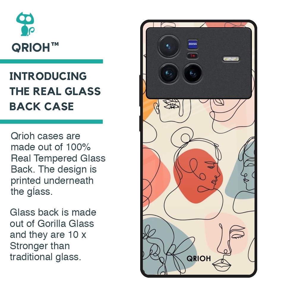 Abstract Faces Glass Case for Vivo X80 5G
