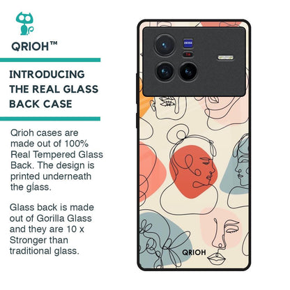 Abstract Faces Glass Case for Vivo X80 5G