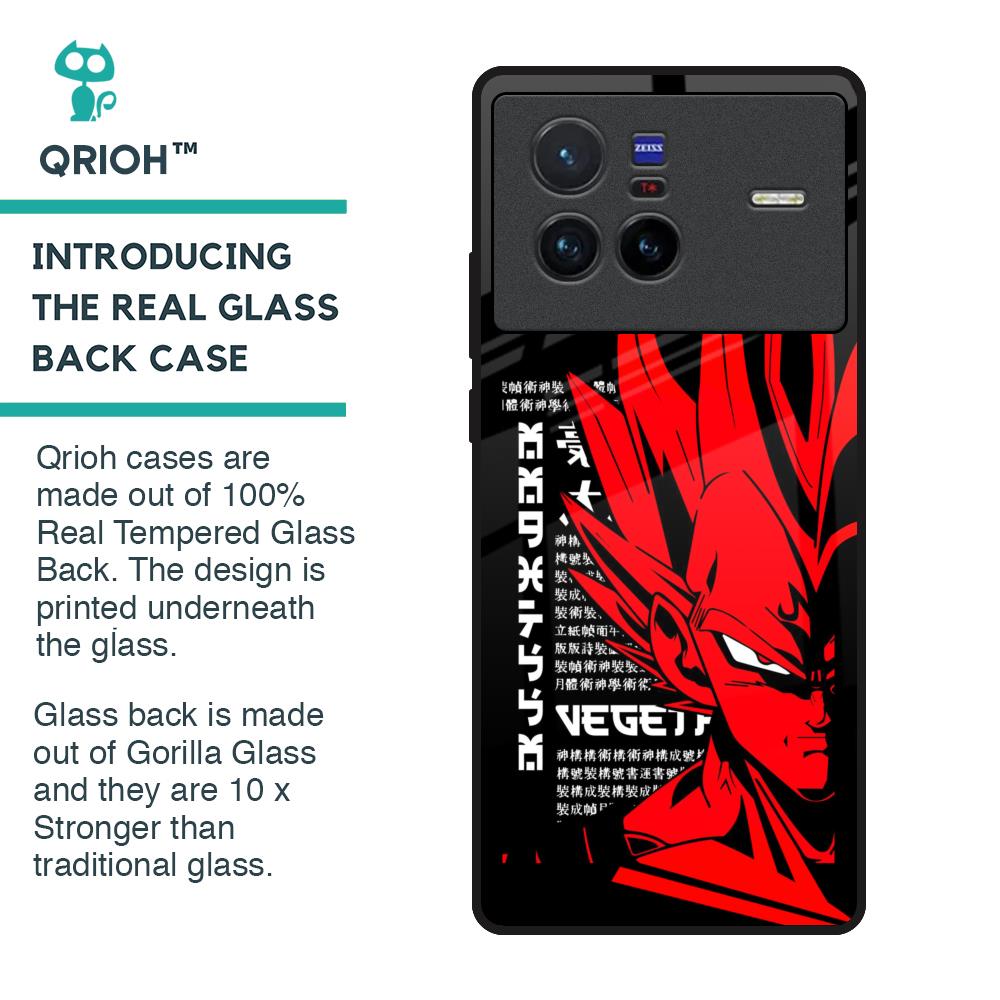 Red Vegeta Glass Case for Vivo X80 5G