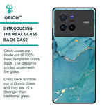 Blue Golden Glitter Glass Case for Vivo X80 5G