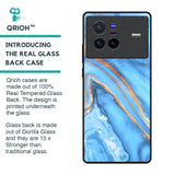 Vibrant Blue Marble Glass Case for Vivo X80 5G