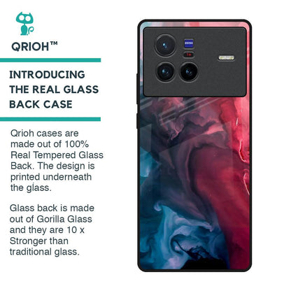 Blue & Red Smoke Glass Case for Vivo X80 5G