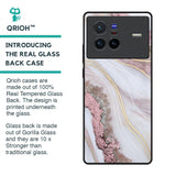 Pink & Gold Gllitter Marble Glass Case for Vivo X80 5G