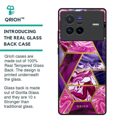 Electroplated Geometric Marble Glass Case for Vivo X80 5G