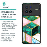 Seamless Green Marble Glass Case for Vivo X80 5G