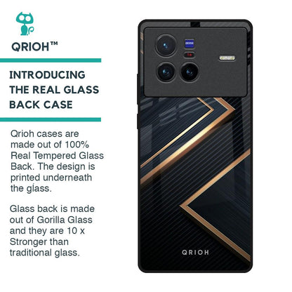 Sleek Golden & Navy Glass Case for Vivo X80 5G