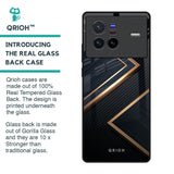 Sleek Golden & Navy Glass Case for Vivo X80 5G