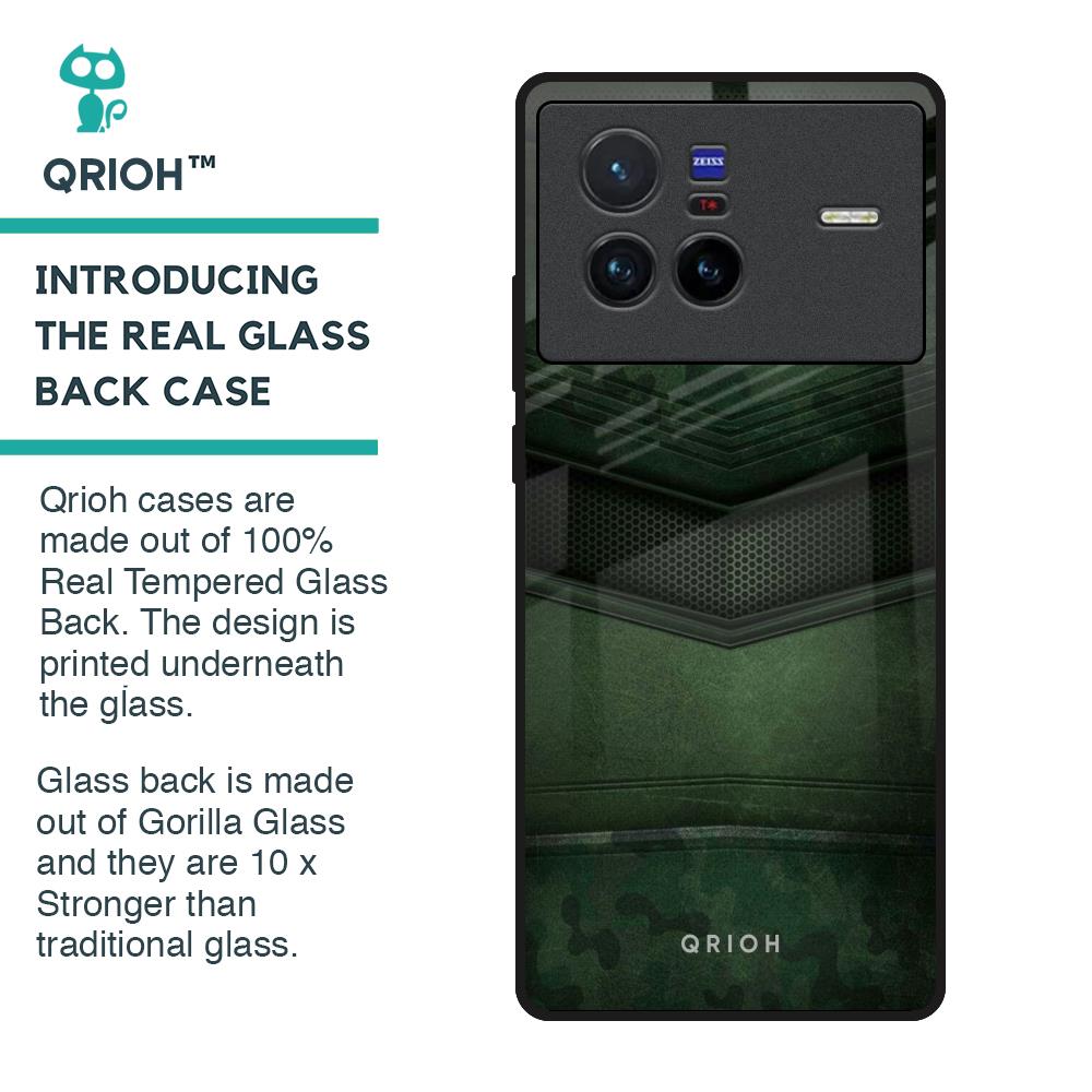 Green Leather Glass Case for Vivo X80 5G