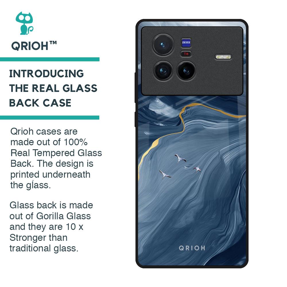 Deep Ocean Marble Glass Case for Vivo X80 5G