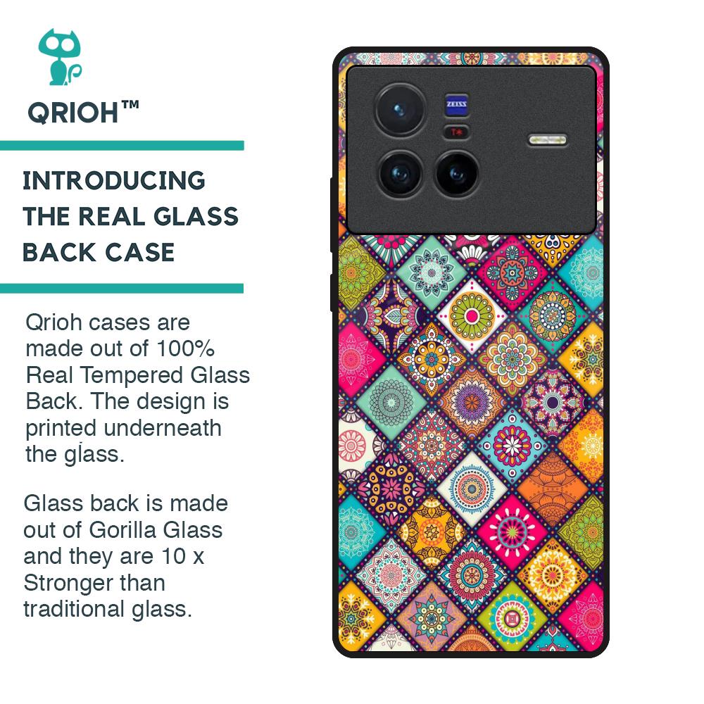 Multicolor Mandala Glass Case for Vivo X80 5G