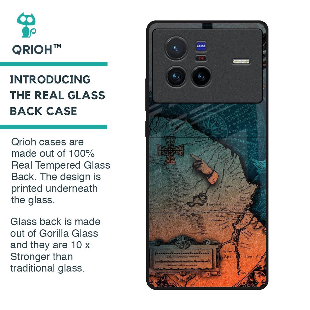 Geographical Map Glass Case for Vivo X80 5G