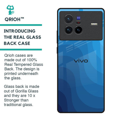 Blue Wave Abstract Glass Case for Vivo X80 5G