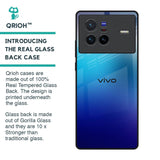 Blue Rhombus Pattern Glass Case for Vivo X80 5G