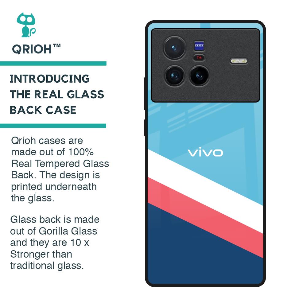 Pink & White Stripes Glass Case For Vivo X80 5G